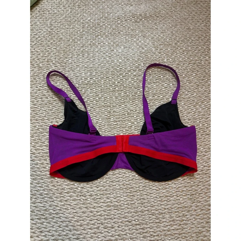 Parade Colorblock Underwire Bra Black Purple Red‎ Mesh Size XL+ PR139T